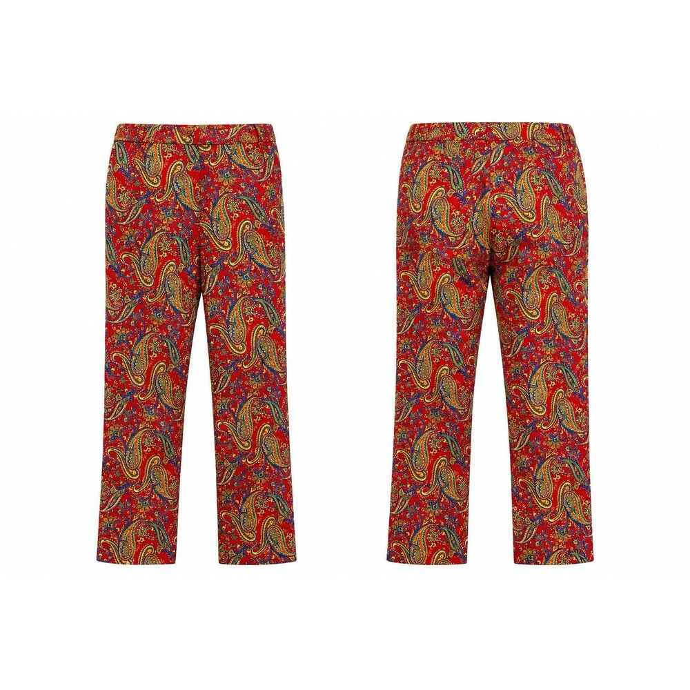 Lauren Ralph Lauren Womens Sz 4 Red Paisley Dress Ankle Pants Boho NWT